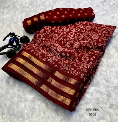Lightweight Georgette Saree with Uniform Pattern and Designer Blouse